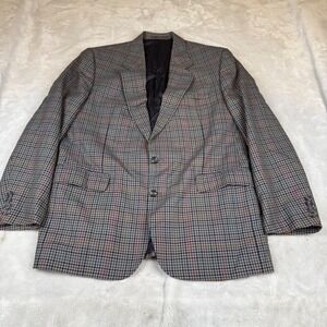 Aquascutum Mens Vintage Plaid Check Blazer Sport Coat Made in England Size 44